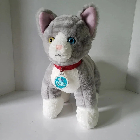 Build-A-Bear, Promise Pets Gray  Striped Plush Kitty. - Picture 1 of 9
